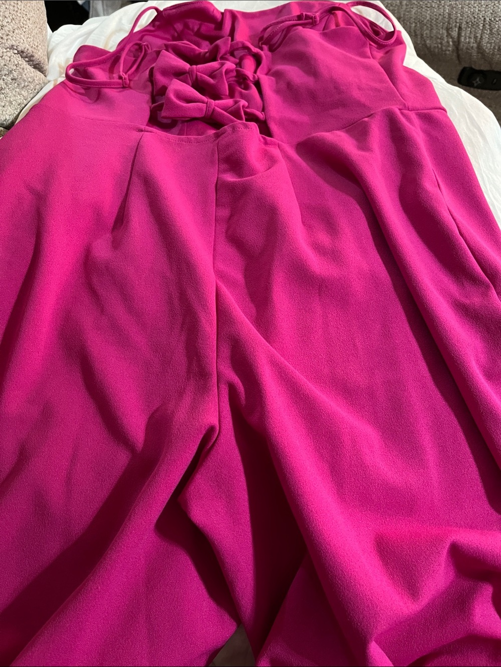 Fuchsia Wide-Leg Jumpsuit with Ruched Bodice